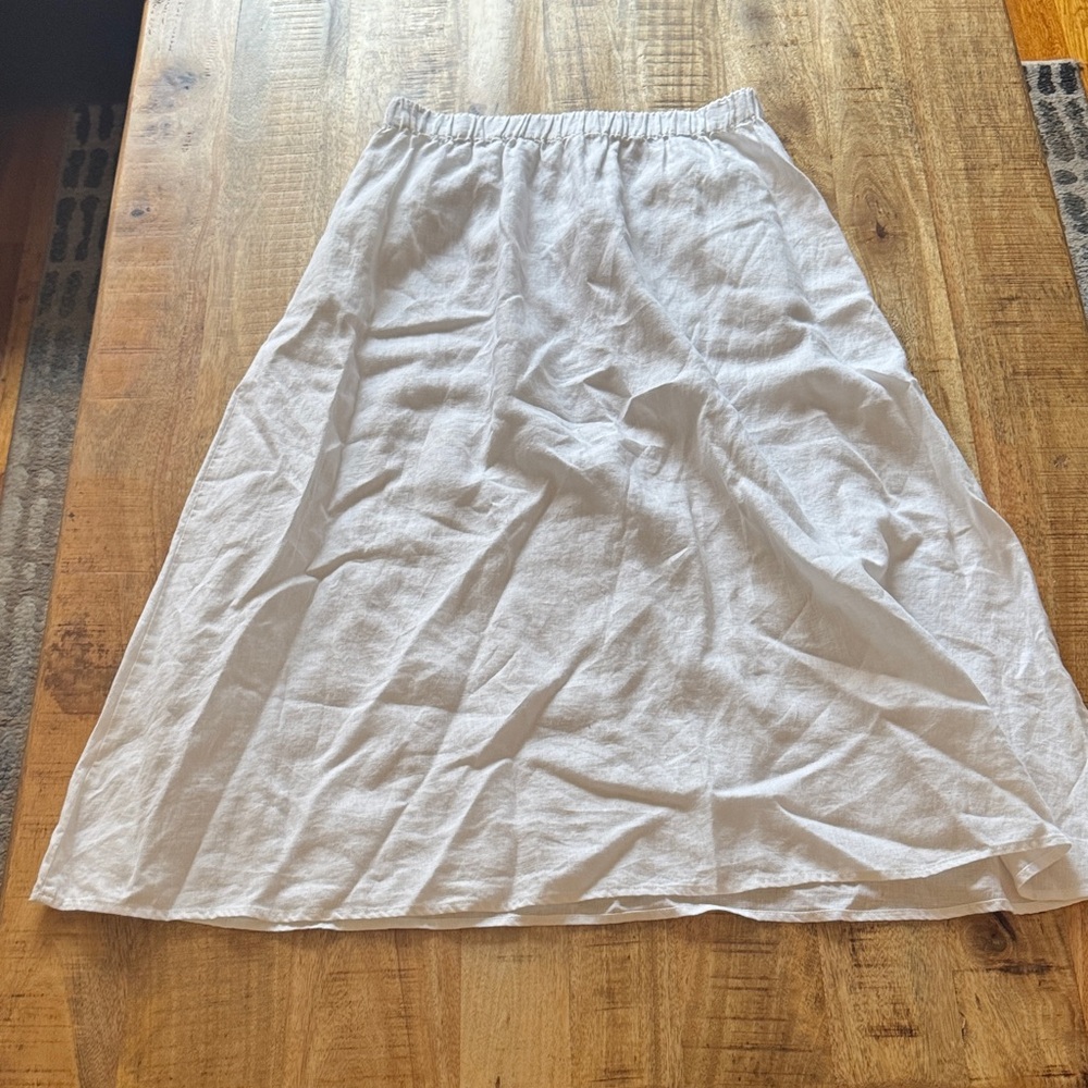 Eileen Fisher linen white flare midi A-Line Women's Skirt NWOT SMALL - Picture 6 of 6